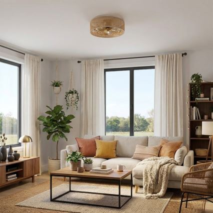 Brilagi - Ventilator de tavan Ø 50 cm, 4xE27/40W/230V, bambus, cu telecomandă