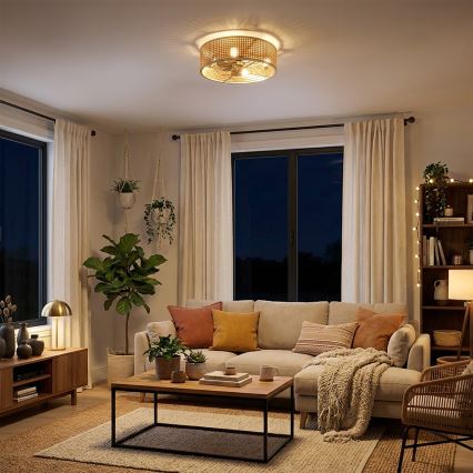 Brilagi - Ventilator de tavan Ø 50 cm, 4xE27/40W/230V, bambus, cu telecomandă