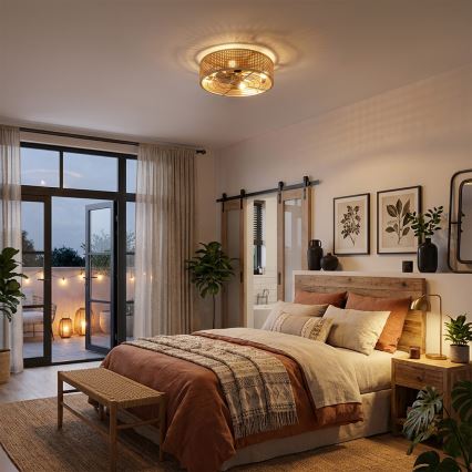 Brilagi - Ventilator de tavan Ø 50 cm, 4xE27/40W/230V, bambus, cu telecomandă