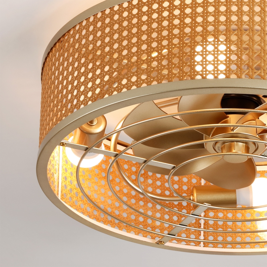 Brilagi - Ventilator de tavan Ø 50 cm, 4xE27/40W/230V, bambus, cu telecomandă