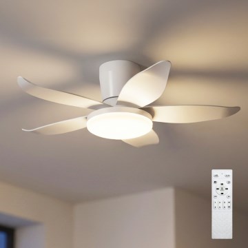 Brilagi - Ventilator de tavan cu LED dimabil, 32 W, 230 V, Ø 95 cm, alb + telecomandă