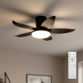 Brilagi - Ventilator de tavan cu LED dimabil, 32W, 230V, 3000–6500K, Ø 95 cm, negru + telecomandă