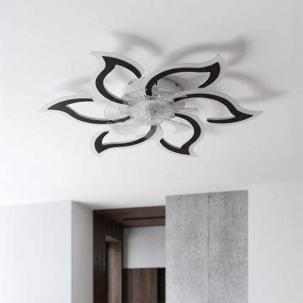 Brilagi - Ventilator de tavan LED dimabil, 34 W, 230 V, Ø 83 cm, negru, cu telecomandă