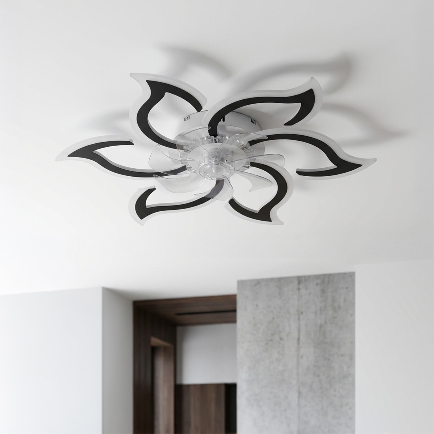 Brilagi - Ventilator de tavan LED dimabil, 34 W, 230 V, Ø 83 cm, negru, cu telecomandă