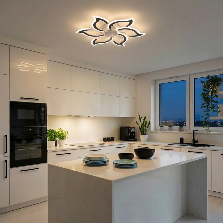 Brilagi - Ventilator de tavan LED dimabil, 34 W, 230 V, Ø 83 cm, negru, cu telecomandă