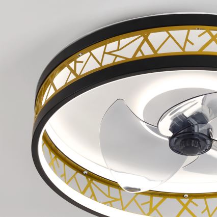 Brilagi - Ventilator de tavan LED dimabil, 34W/230V, 50 cm, negru/auriu + telecomandă