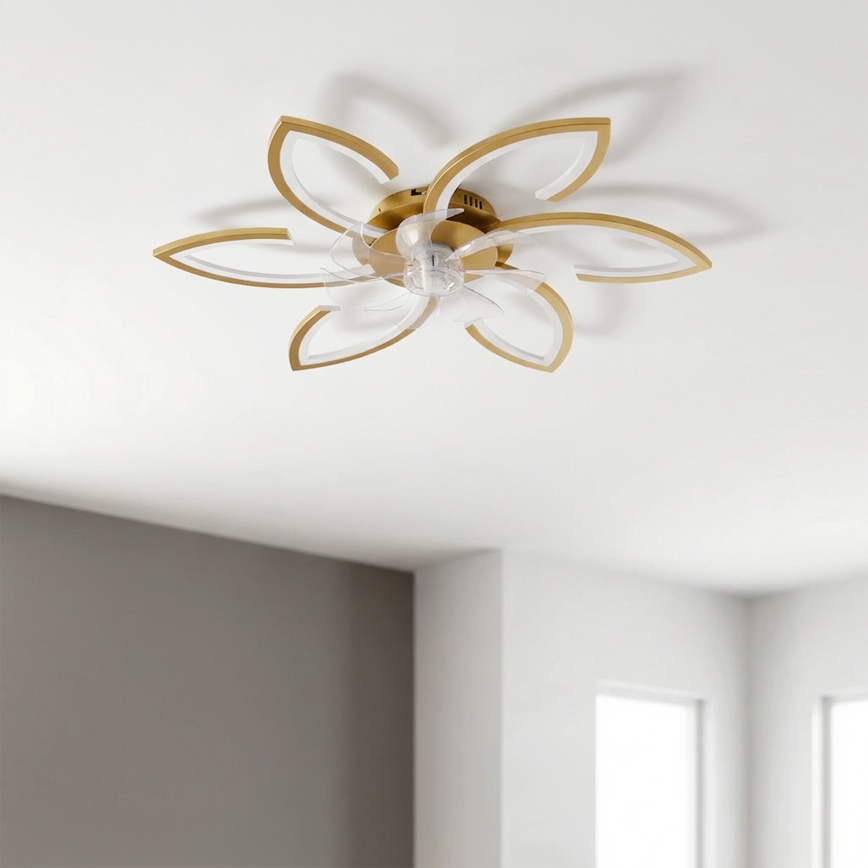 Brilagi - Ventilator de tavan LED dimabil LED/34W/230V 3000-6500K Ø 78 cm auriu + telecomandă