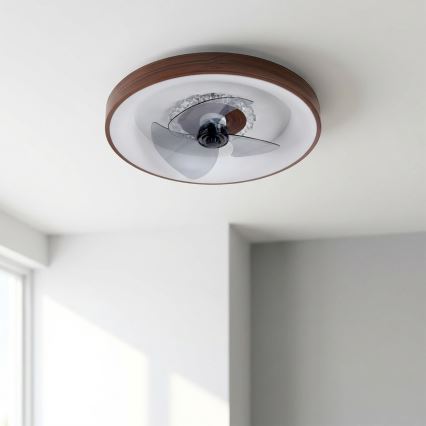 Brilagi - Ventilator de tavan LED dimabil, 34W, 230V, Ø46 cm, maro, cu telecomandă