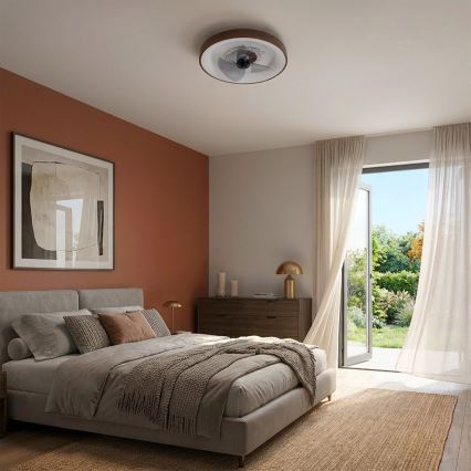 Brilagi - Ventilator de tavan LED dimabil, 34W, 230V, Ø46 cm, maro, cu telecomandă