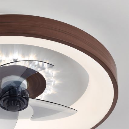 Brilagi - Ventilator de tavan LED dimabil, 34W, 230V, Ø46 cm, maro, cu telecomandă