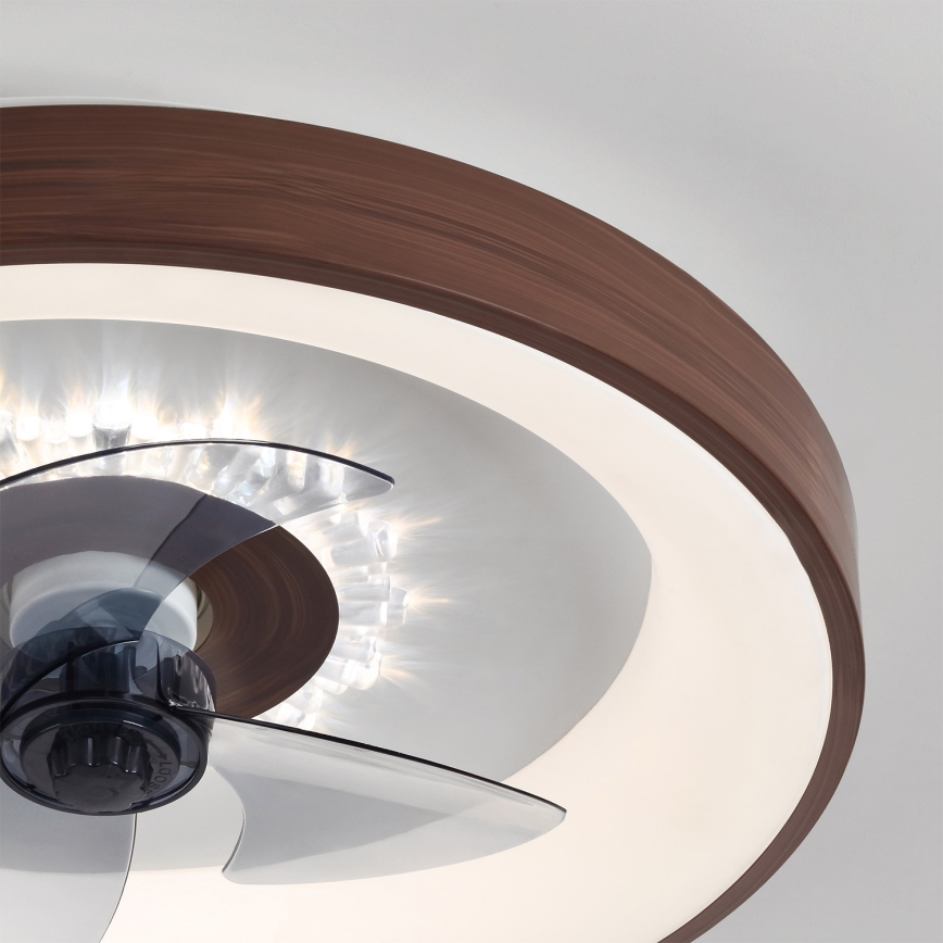 Brilagi - Ventilator de tavan LED dimabil, 34W, 230V, Ø46 cm, maro, cu telecomandă