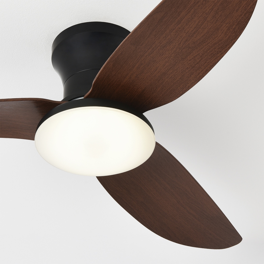 Brilagi - Ventilator de tavan LED dimmabil, 38W, 230V, 3000–6500K, Ø100 cm, negru/maro, cu telecomandă