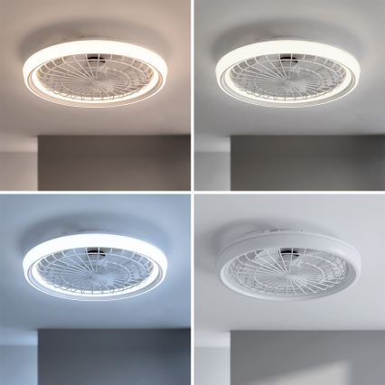 Brilagi - Ventilator de tavan LED dimmabil, 40W, 230V, 3000-6500K, Ø 48 cm, alb, cu telecomandă