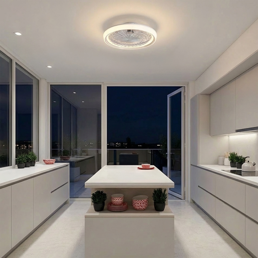 Brilagi - Ventilator de tavan LED dimmabil, 40W, 230V, 3000-6500K, Ø 48 cm, alb, cu telecomandă