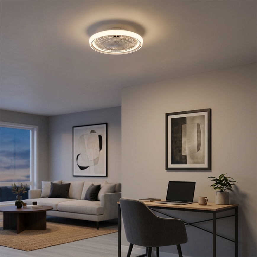 Brilagi - Ventilator de tavan LED dimmabil, 40W, 230V, 3000-6500K, Ø 48 cm, alb, cu telecomandă