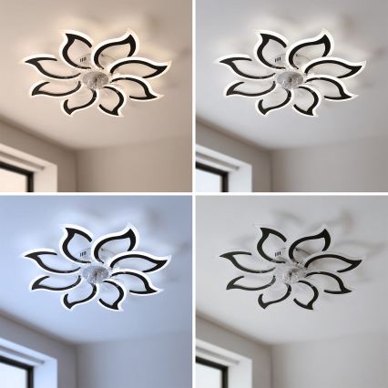 Brilagi - Ventilator de tavan LED dimabil, Ø 90 cm, 44W, 230V, 3000-6500K, negru, cu telecomandă