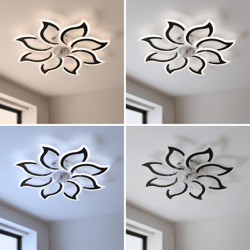 Brilagi - Ventilator de tavan LED dimabil, Ø 90 cm, 44W, 230V, 3000-6500K, negru, cu telecomandă