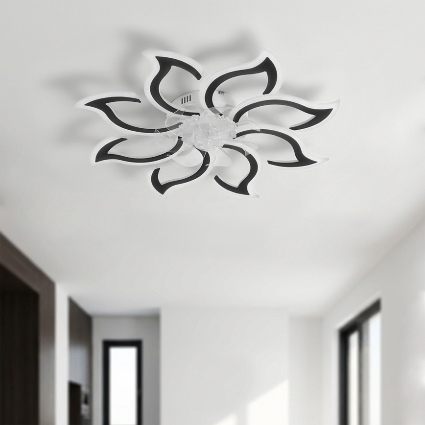 Brilagi - Ventilator de tavan LED dimabil, Ø 90 cm, 44W, 230V, 3000-6500K, negru, cu telecomandă