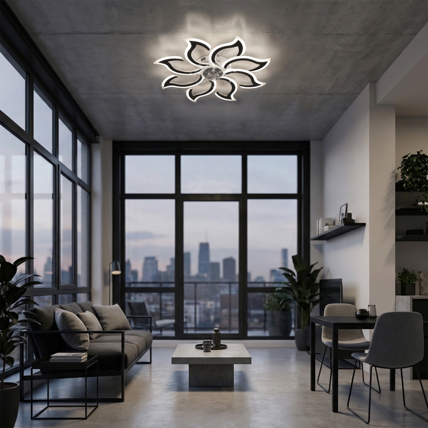 Brilagi - Ventilator de tavan LED dimabil, Ø 90 cm, 44W, 230V, 3000-6500K, negru, cu telecomandă