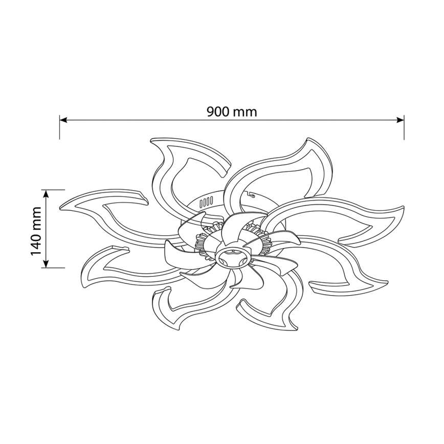 Brilagi - Ventilator de tavan LED dimabil, Ø 90 cm, 44W, 230V, 3000-6500K, negru, cu telecomandă