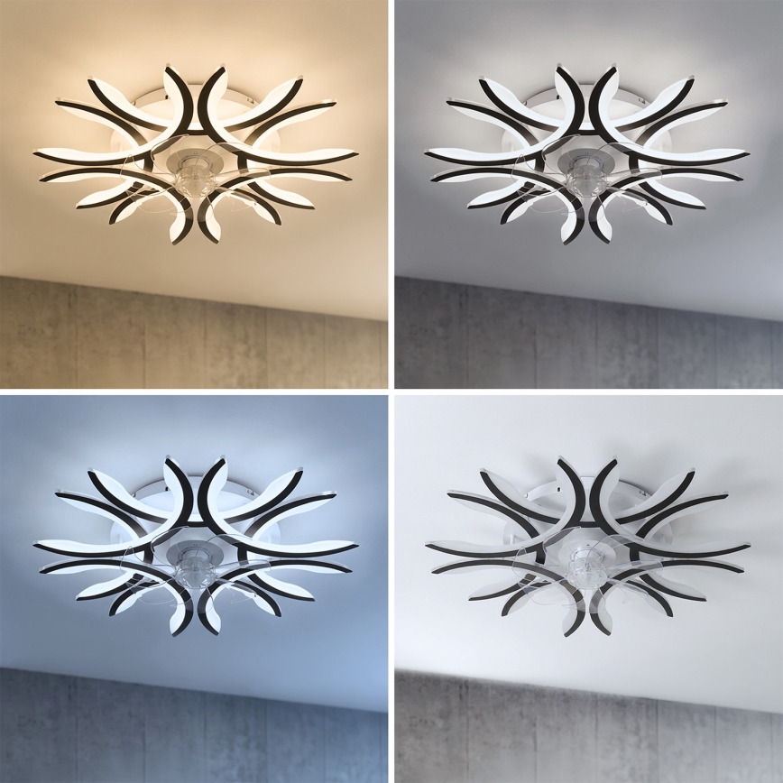 Brilagi - Ventilator de tavan LED dimabil, Ø 76 cm, 70 W, 230 V, negru, cu telecomandă inclusă