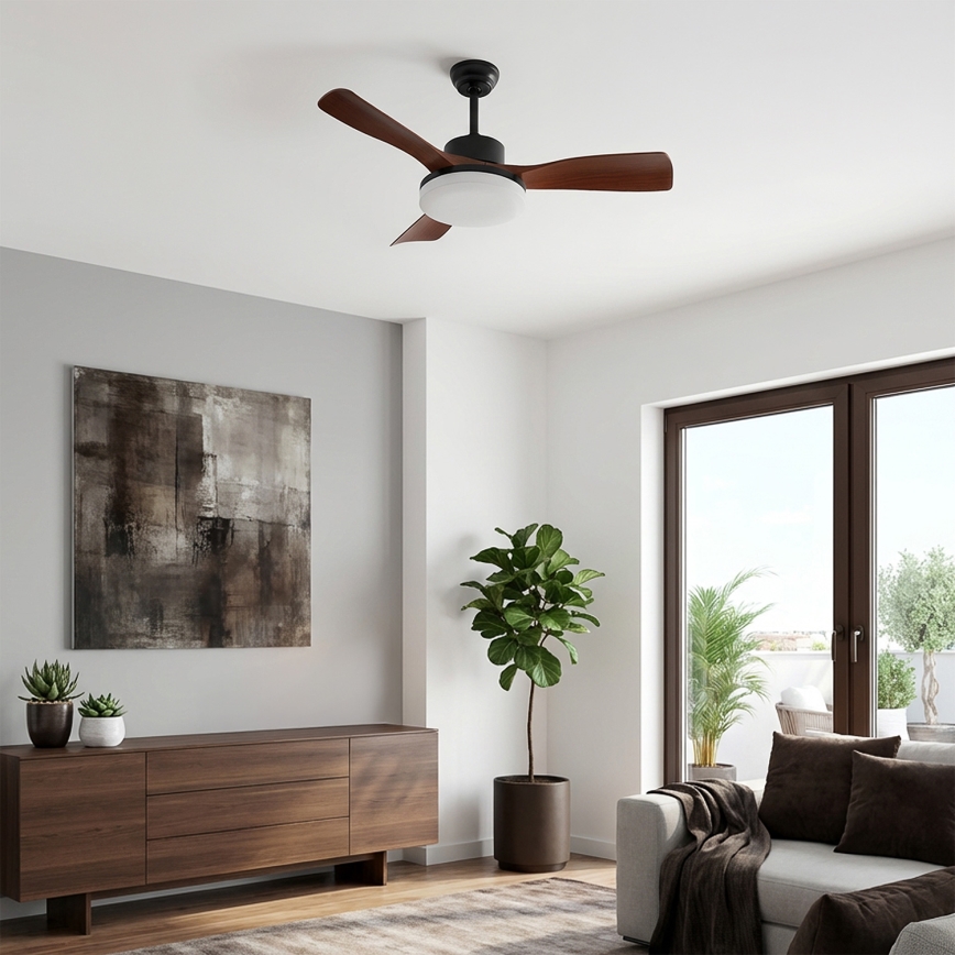 Brilagi - Ventilator de tavan cu LED reglabil LED/34W/230V 106 cm negru/maro + telecomandă