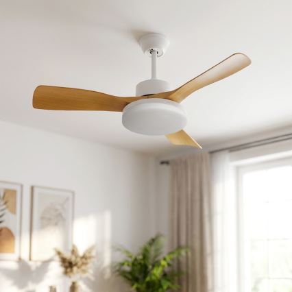 Brilagi - Ventilator de tavan LED dimabil, 34 W, 230 V, 3000–6500 K, Ø 106 cm, alb/maro, cu telecomandă