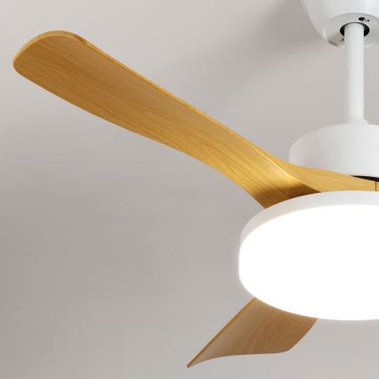 Brilagi - Ventilator de tavan LED dimabil, 34 W, 230 V, 3000–6500 K, Ø 106 cm, alb/maro, cu telecomandă