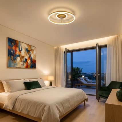 Brilagi - Ventilator de tavan cu LED dimabil, 66W/230V, 3000-6500K, Ø 55 cm, alb/auriu + telecomandă