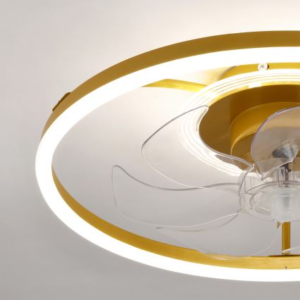 Brilagi - Ventilator de tavan cu LED dimabil, 66W/230V, 3000-6500K, Ø 55 cm, alb/auriu + telecomandă