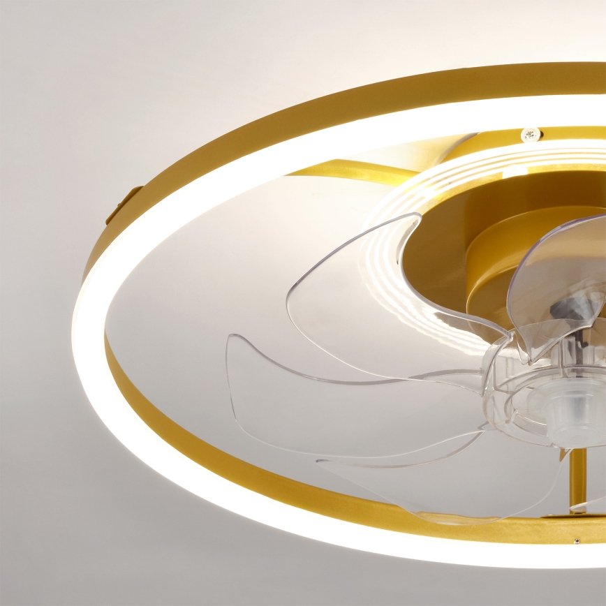 Brilagi - Ventilator de tavan cu LED dimabil, 66W/230V, 3000-6500K, Ø 55 cm, alb/auriu + telecomandă