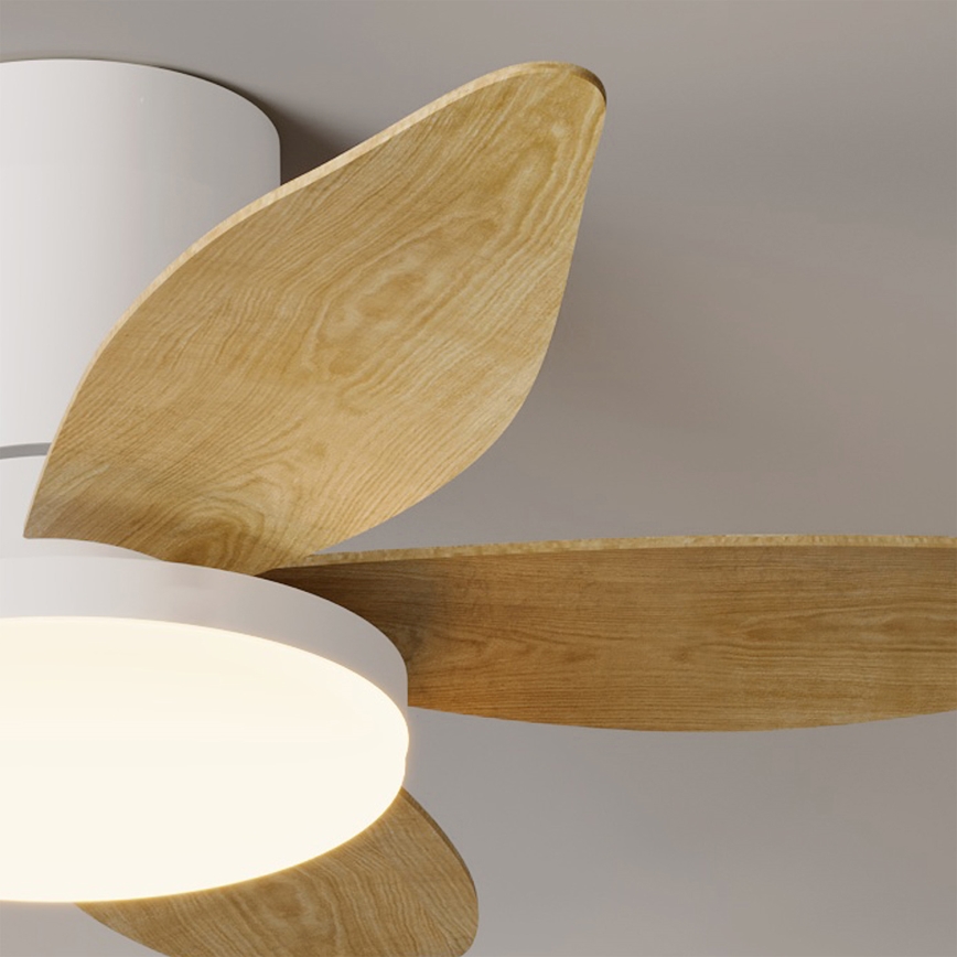 Brilagi - Ventilator de tavan cu iluminare LED reglabilă, 32W, 230V, 95 cm, alb/maro + telecomandă