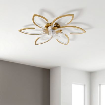 Brilagi - Ventilator de tavan LED dimabil 34W/230V, Ø 78 cm, auriu + telecomandă