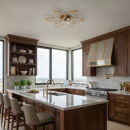 Brilagi - Ventilator de tavan LED dimabil 34W/230V, Ø 78 cm, auriu + telecomandă