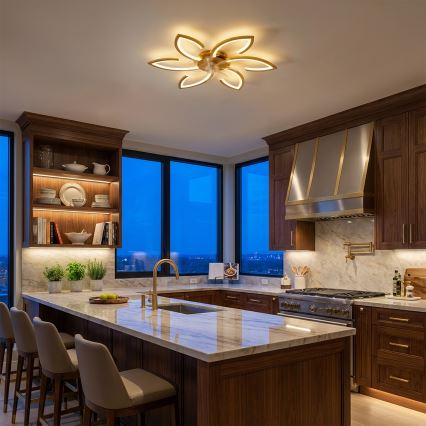 Brilagi - Ventilator de tavan LED dimabil 34W/230V, Ø 78 cm, auriu + telecomandă