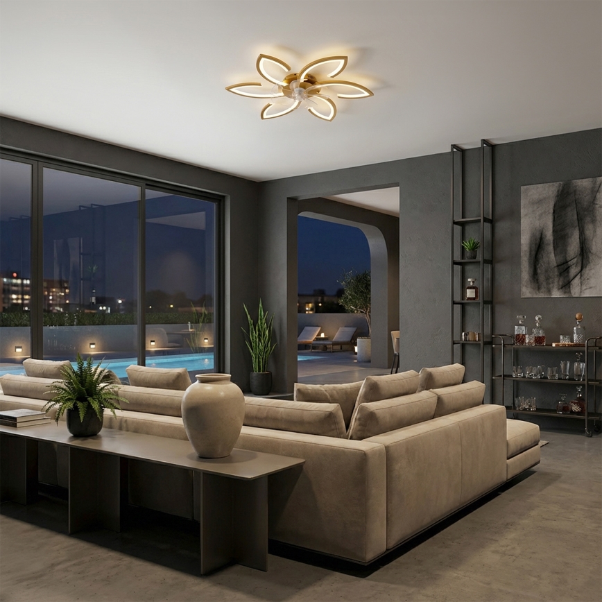 Brilagi - Ventilator de tavan LED dimabil 34W/230V, Ø 78 cm, auriu + telecomandă