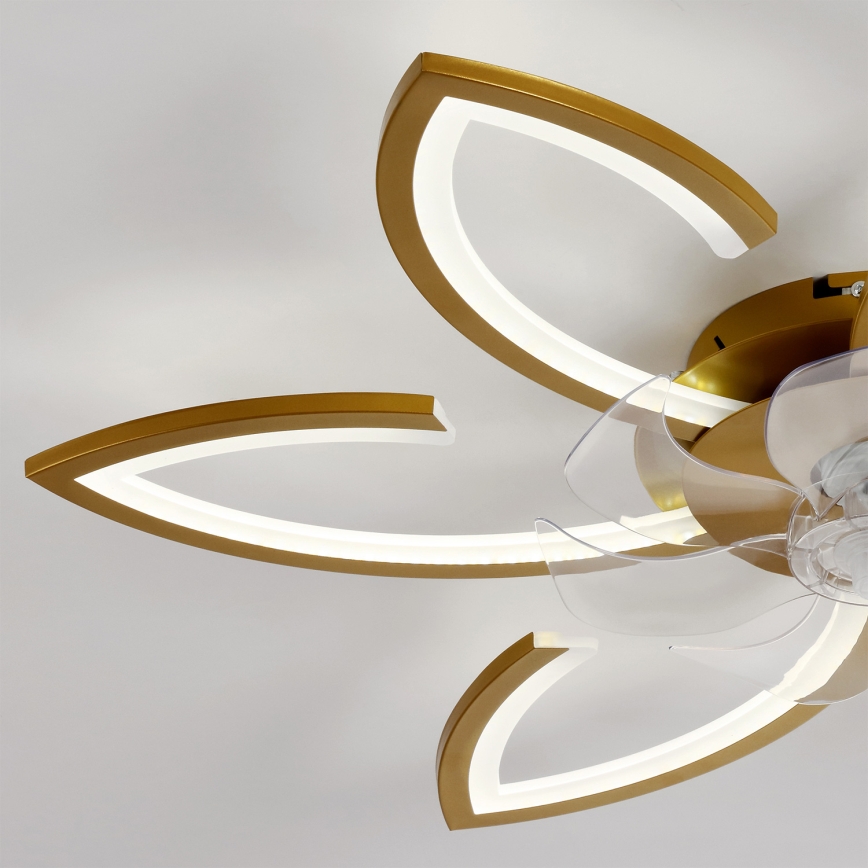 Brilagi - Ventilator de tavan LED dimabil 34W/230V, Ø 78 cm, auriu + telecomandă
