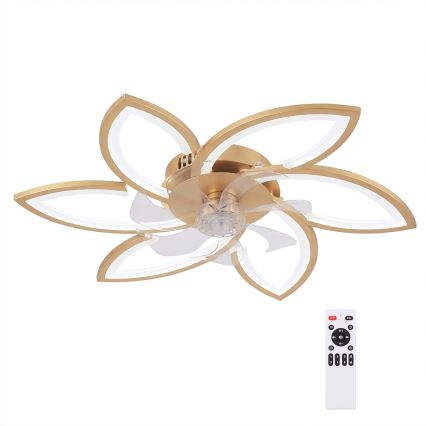 Brilagi - Ventilator de tavan LED dimabil 34W/230V, Ø 78 cm, auriu + telecomandă