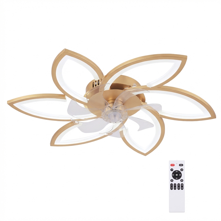 Brilagi - Ventilator de tavan LED dimabil 34W/230V, Ø 78 cm, auriu + telecomandă