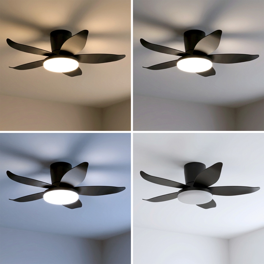 Brilagi - Ventilator de tavan LED dimerizabil, 32 W, 230 V, Ø 95 cm, negru, cu telecomandă