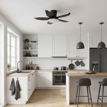 Brilagi - Ventilator de tavan LED dimerizabil, 32 W, 230 V, Ø 95 cm, negru, cu telecomandă