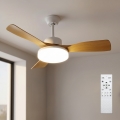 Brilagi - Ventilator de tavan LED dimabil, 34 W, 230 V, 3000–6500 K, Ø 106 cm, alb/maro, cu telecomandă