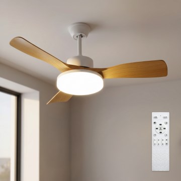 Brilagi - Ventilator de tavan LED dimabil, 34 W, 230 V, 3000–6500 K, Ø 106 cm, alb/maro, cu telecomandă