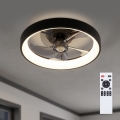 Brilagi - Ventilator de tavan LED dimabil, 34 W, 230 V, 3000-6500 K, Ø 50 cm, negru + telecomandă