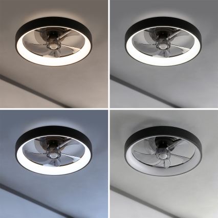 Brilagi - Ventilator de tavan LED dimabil, 34 W, 230 V, 3000-6500 K, Ø 50 cm, negru + telecomandă