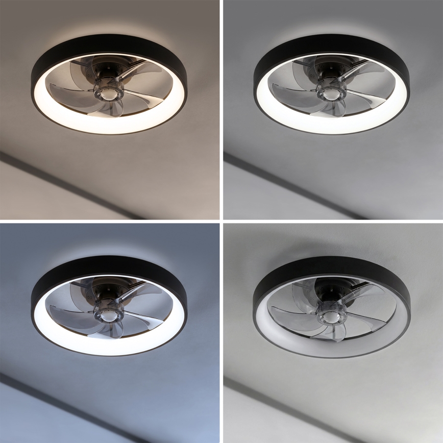 Brilagi - Ventilator de tavan LED dimabil, 34 W, 230 V, 3000-6500 K, Ø 50 cm, negru + telecomandă