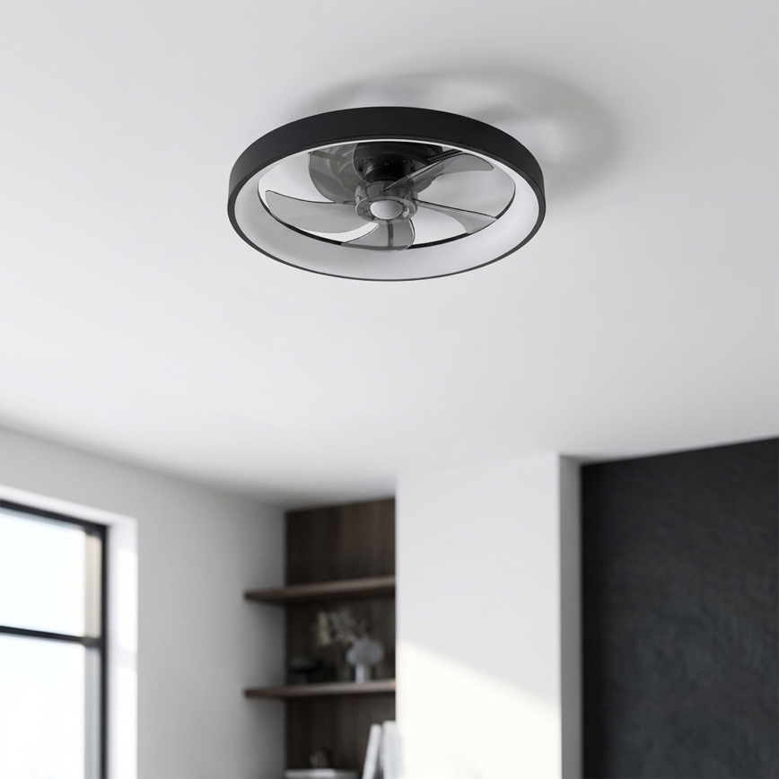 Brilagi - Ventilator de tavan LED dimabil, 34 W, 230 V, 3000-6500 K, Ø 50 cm, negru + telecomandă