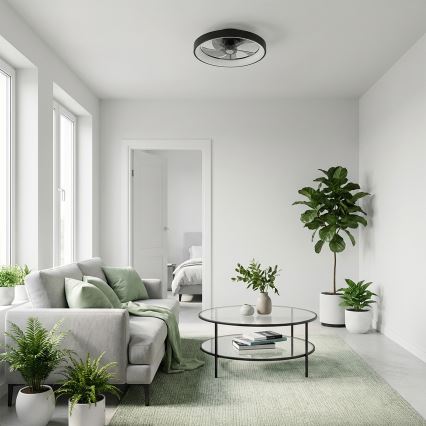Brilagi - Ventilator de tavan LED dimabil, 34 W, 230 V, 3000-6500 K, Ø 50 cm, negru + telecomandă