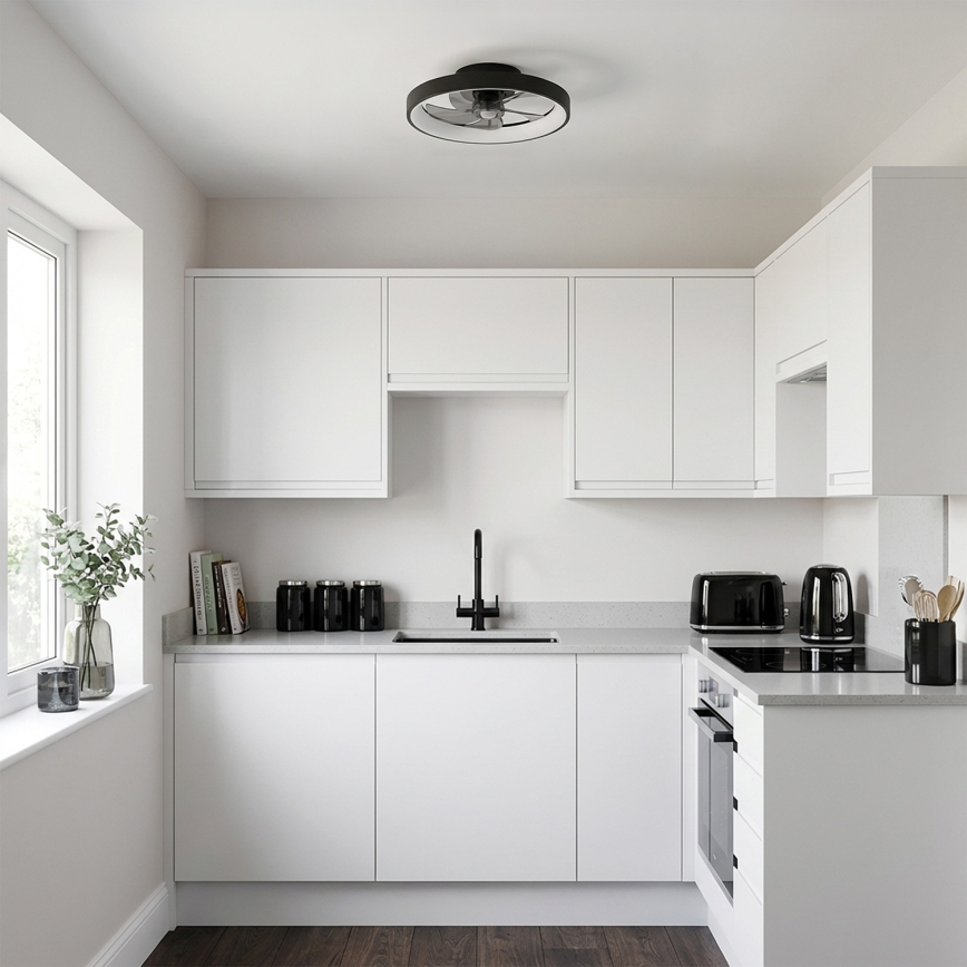 Brilagi - Ventilator de tavan LED dimabil, 34 W, 230 V, 3000-6500 K, Ø 50 cm, negru + telecomandă