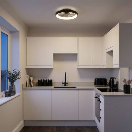 Brilagi - Ventilator de tavan LED dimabil, 34 W, 230 V, 3000-6500 K, Ø 50 cm, negru + telecomandă